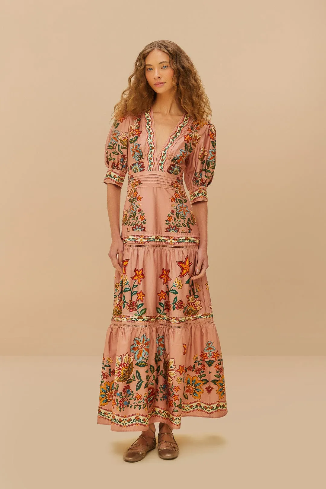 Pink Garden Delight Short Sleeve Maxi Dress sold by FARM Rio