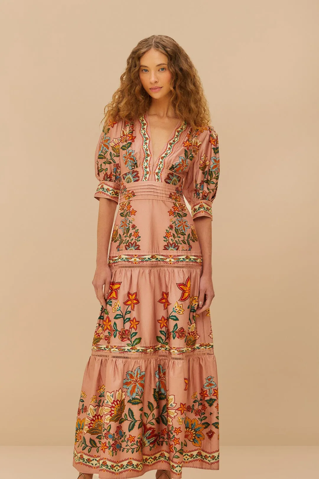 Pink Garden Delight Short Sleeve Maxi Dress sold by FARM Rio product image thumbnail 3