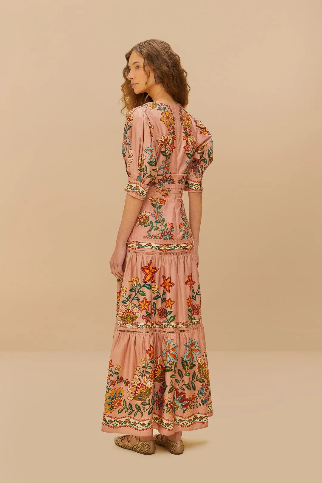 Pink Garden Delight Short Sleeve Maxi Dress sold by FARM Rio product image thumbnail 4