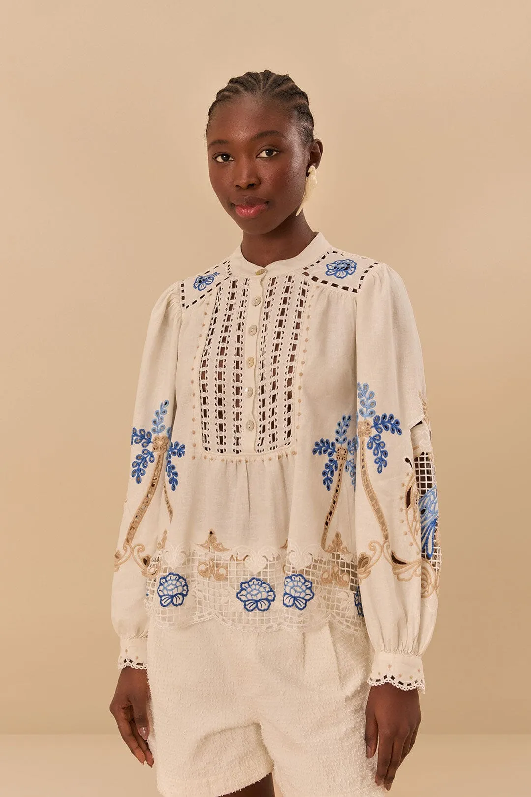 Off-White Romantic Richelieu Blouse sold by FARM Rio