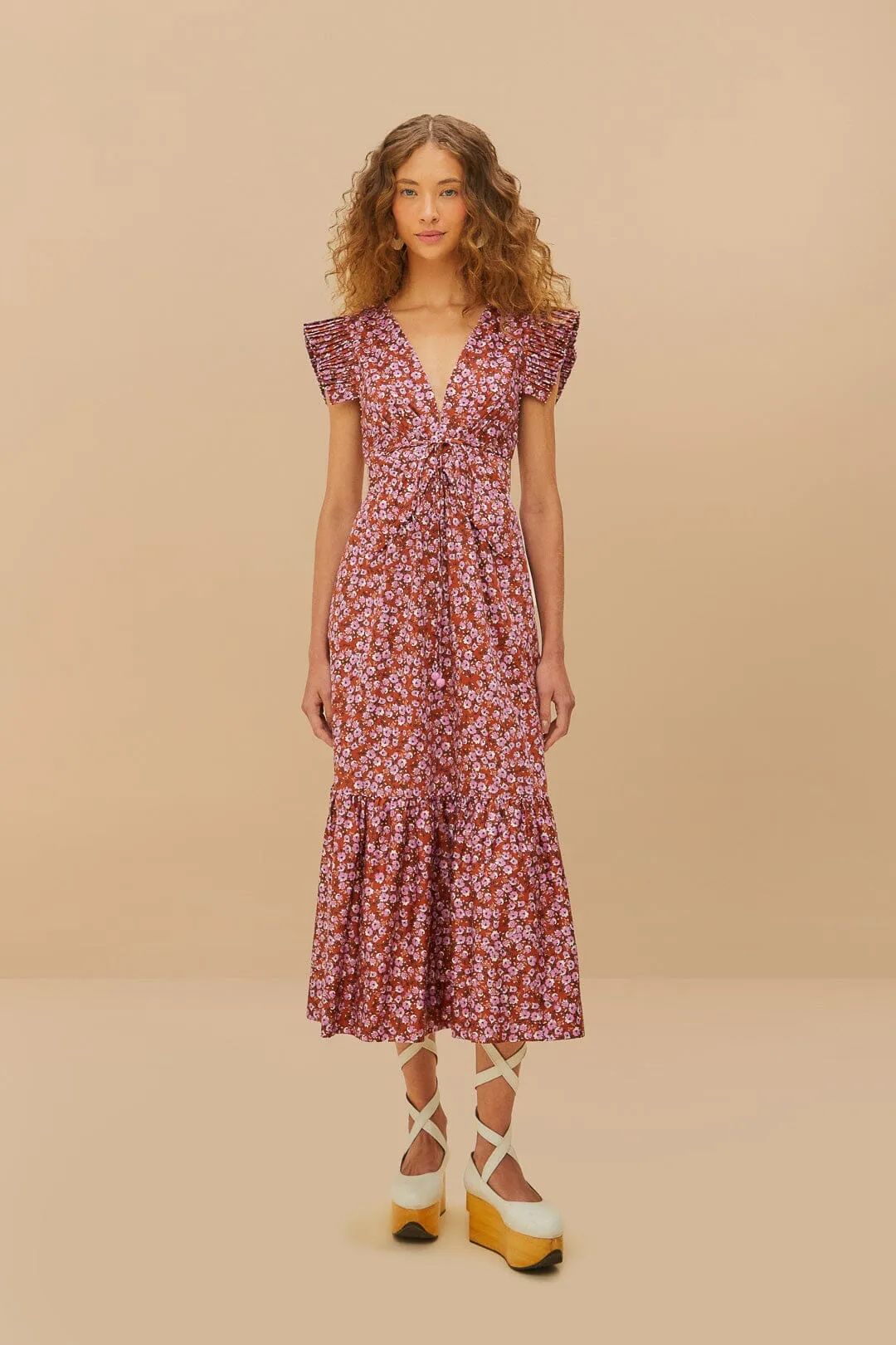 Brown Tiny Yard Butterfly Midi Dress sold by FARM Rio