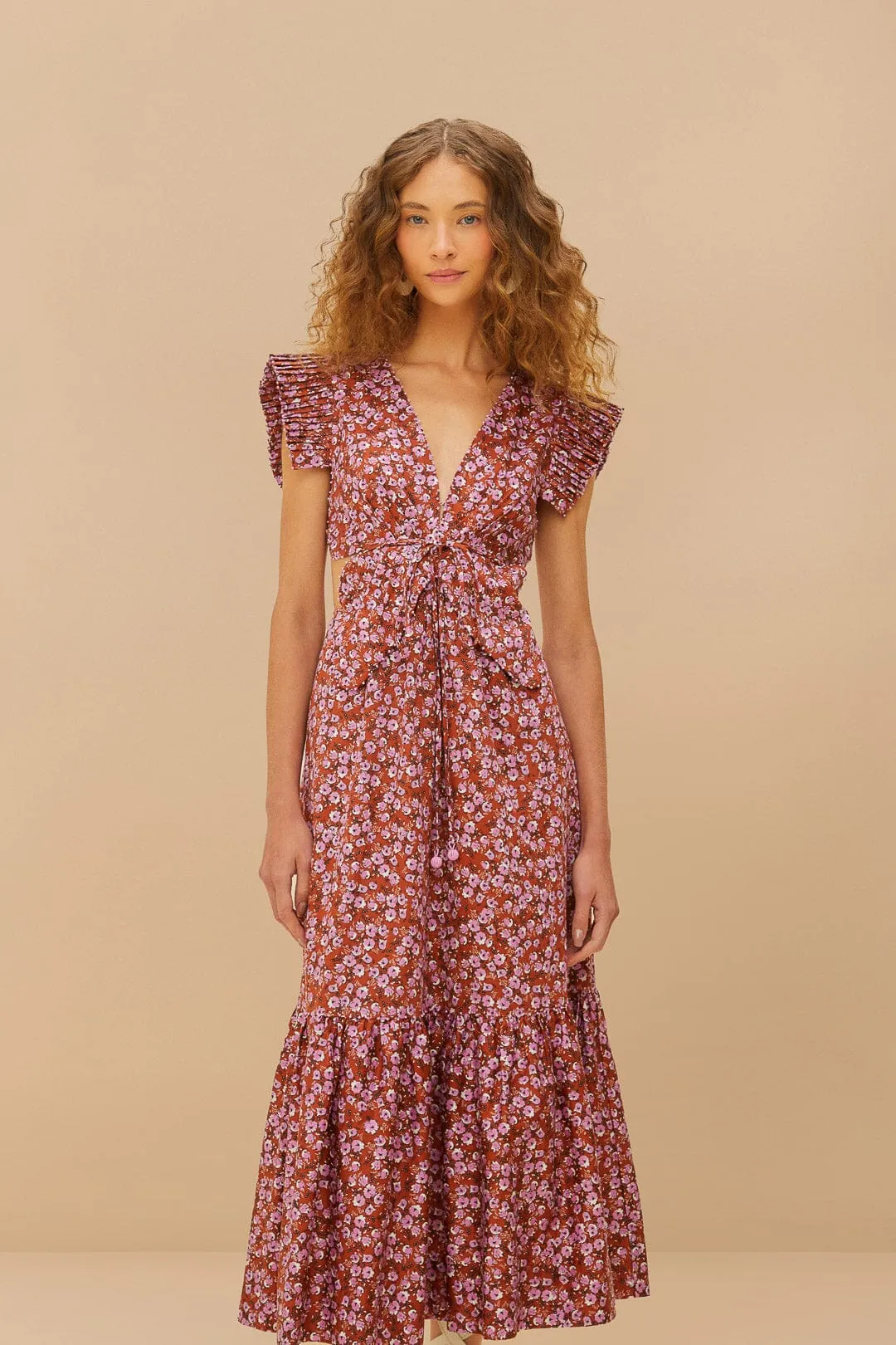Brown Tiny Yard Butterfly Midi Dress sold by FARM Rio product image thumbnail 3