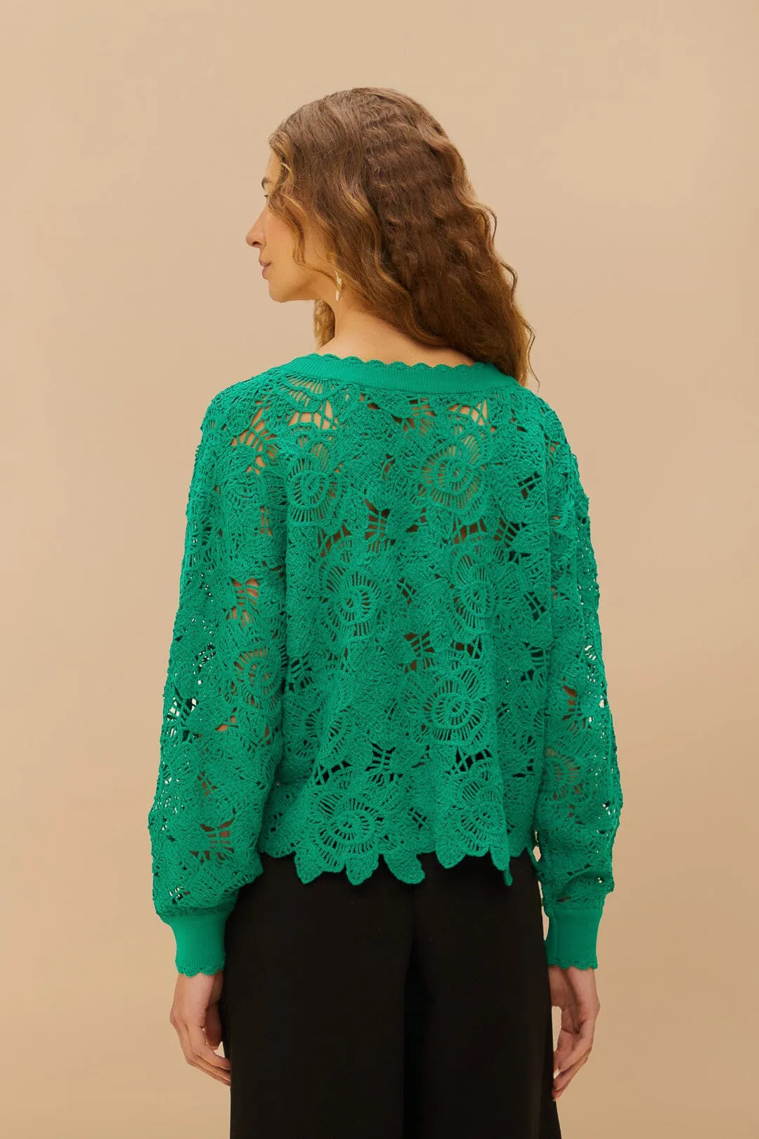 Green Flower Crochet Cardigan sold by FARM Rio product image thumbnail 3