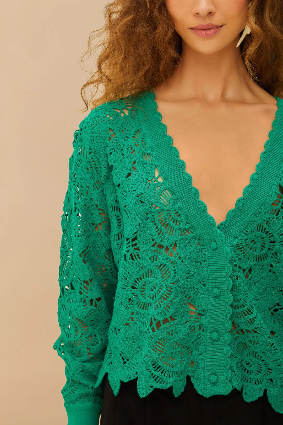Green Flower Crochet Cardigan sold by FARM Rio product image thumbnail 2