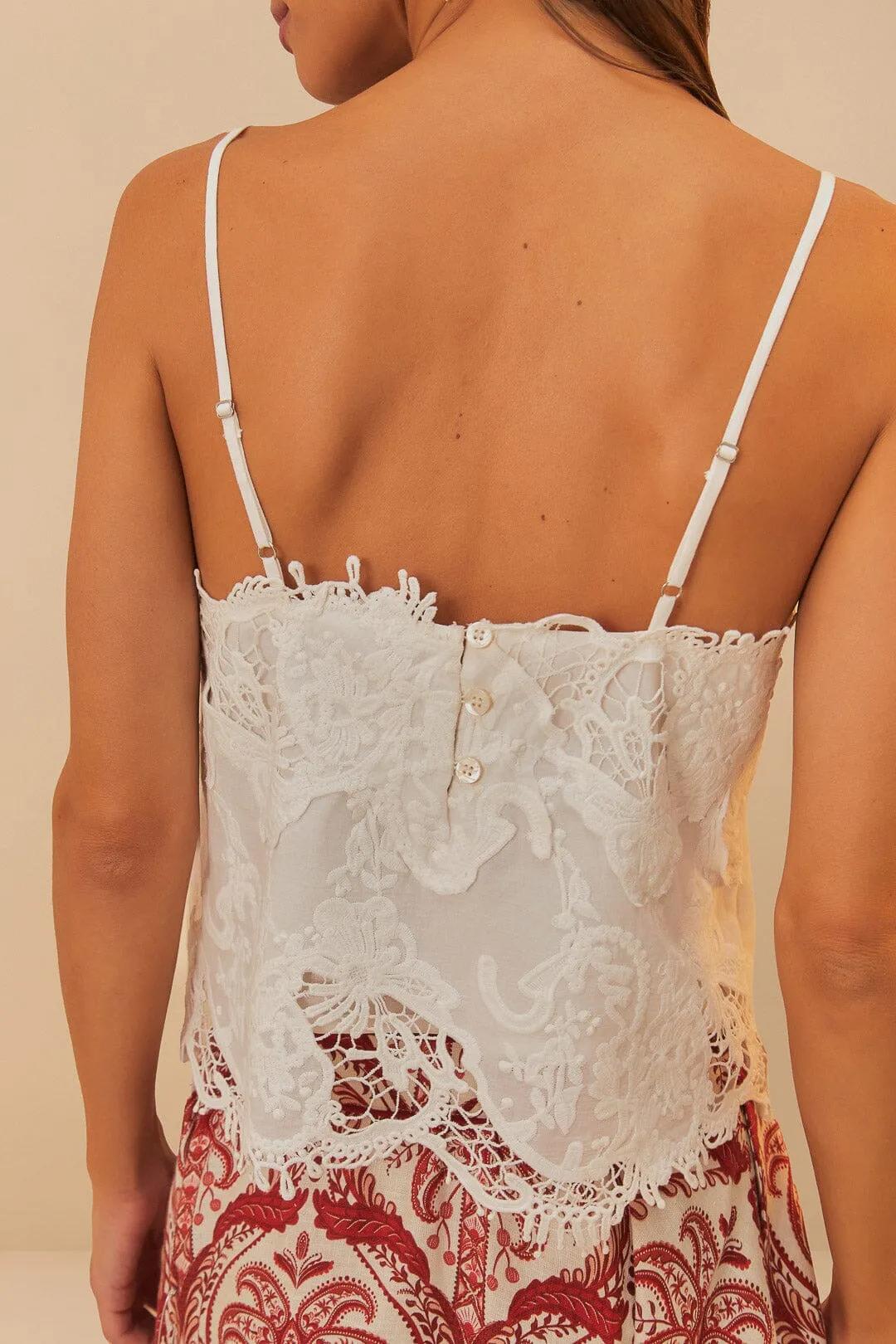 Off-White Sleeveless Lace Top sold by FARM Rio product image thumbnail 5