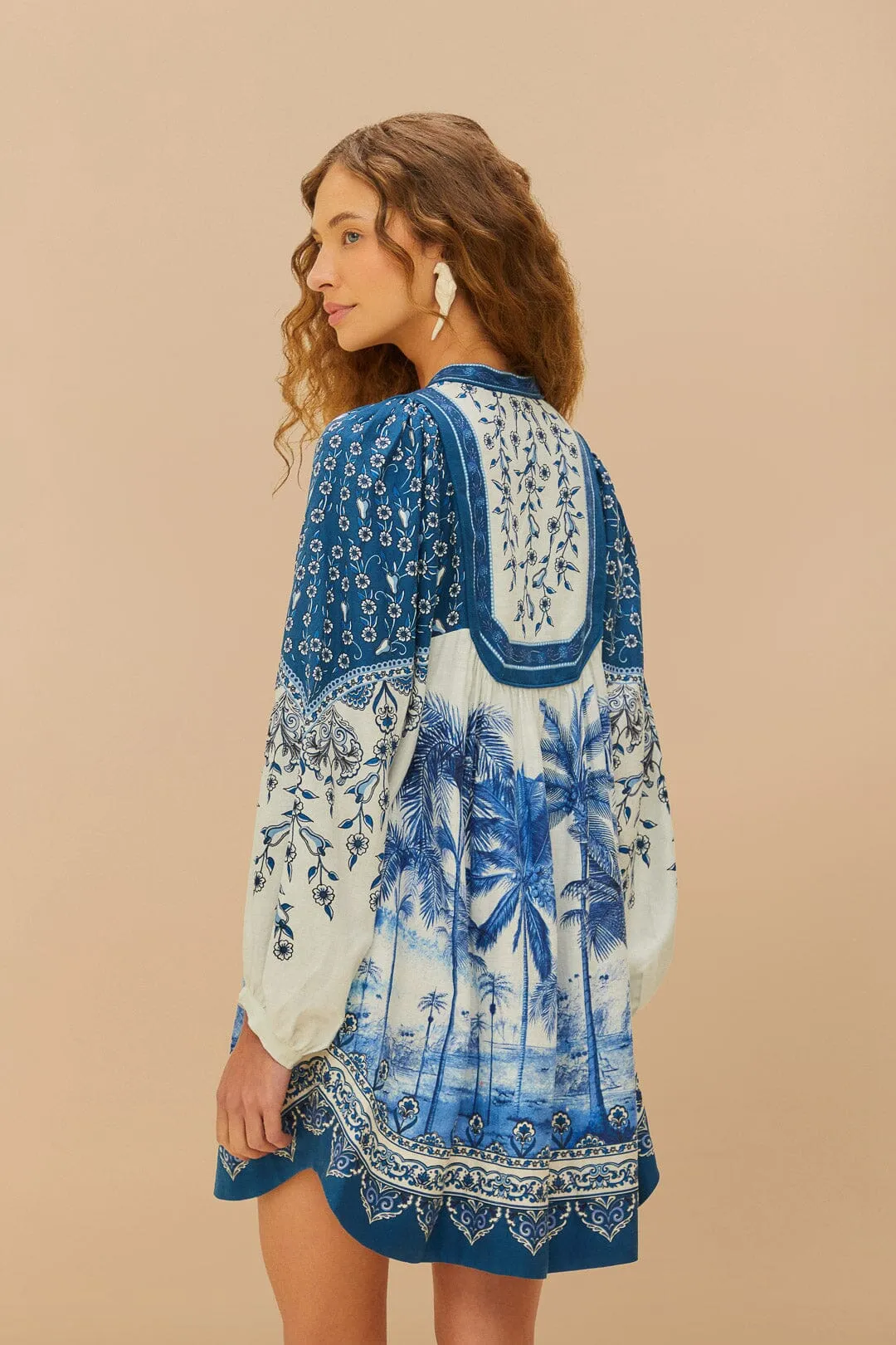 Off-White Palm Tree Beach Mini Dress sold by FARM Rio product image thumbnail 4