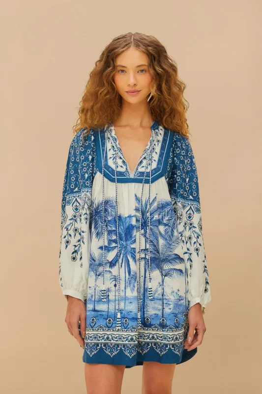 Off-White Palm Tree Beach Mini Dress sold by FARM Rio