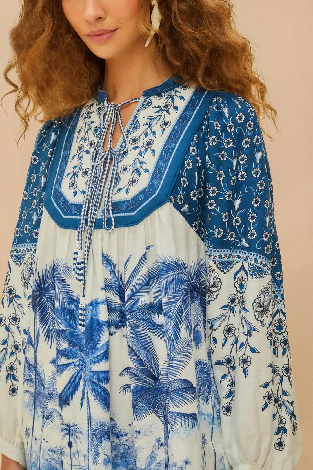 Off-White Palm Tree Beach Mini Dress sold by FARM Rio product image thumbnail 3