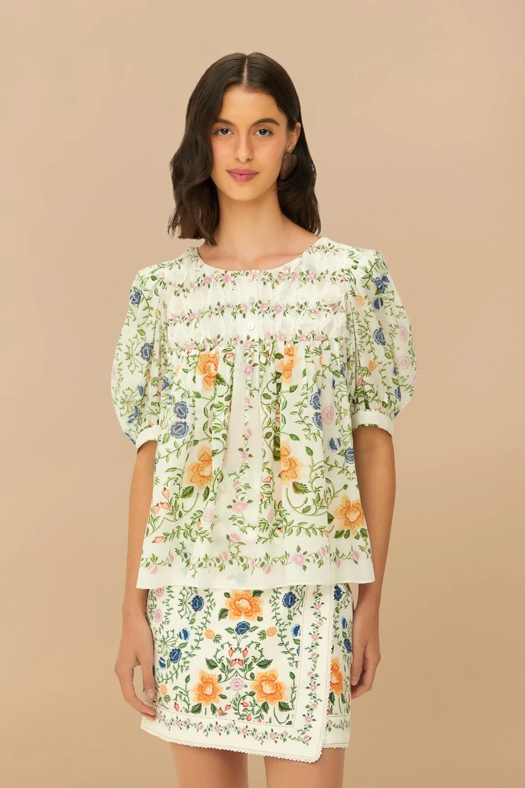 Off-White Folk Floral Mini Skirt sold by FARM Rio product image thumbnail 3