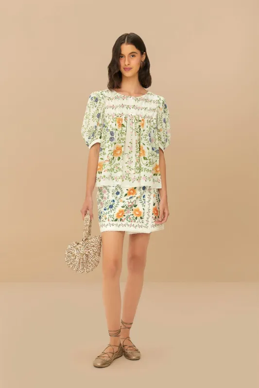 Off-White Folk Floral Mini Skirt sold by FARM Rio