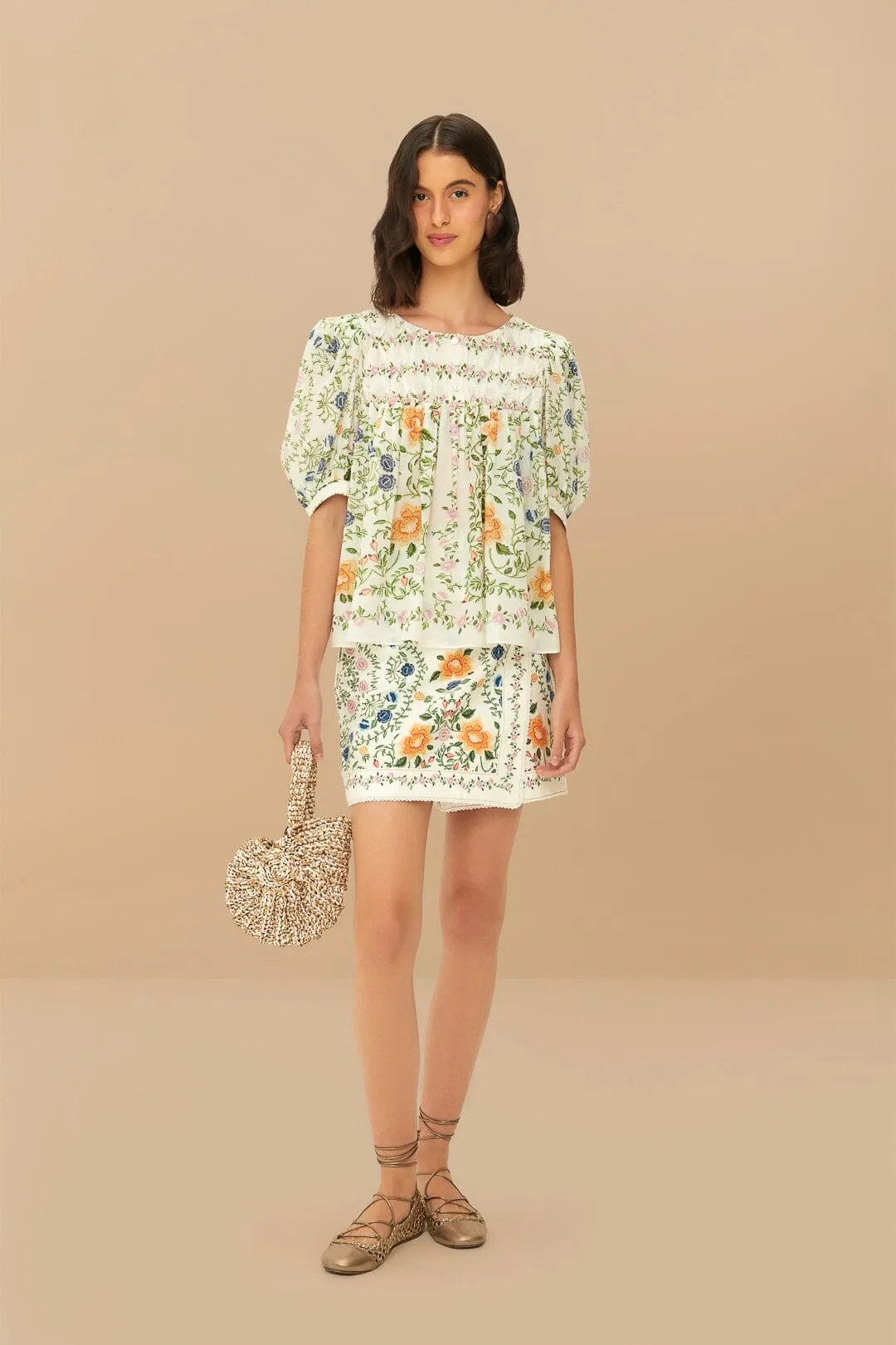 Off-White Folk Floral Mini Skirt sold by FARM Rio
