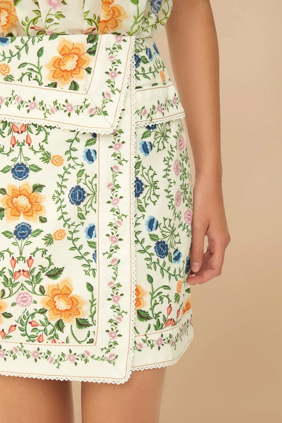 Off-White Folk Floral Mini Skirt sold by FARM Rio product image thumbnail 4
