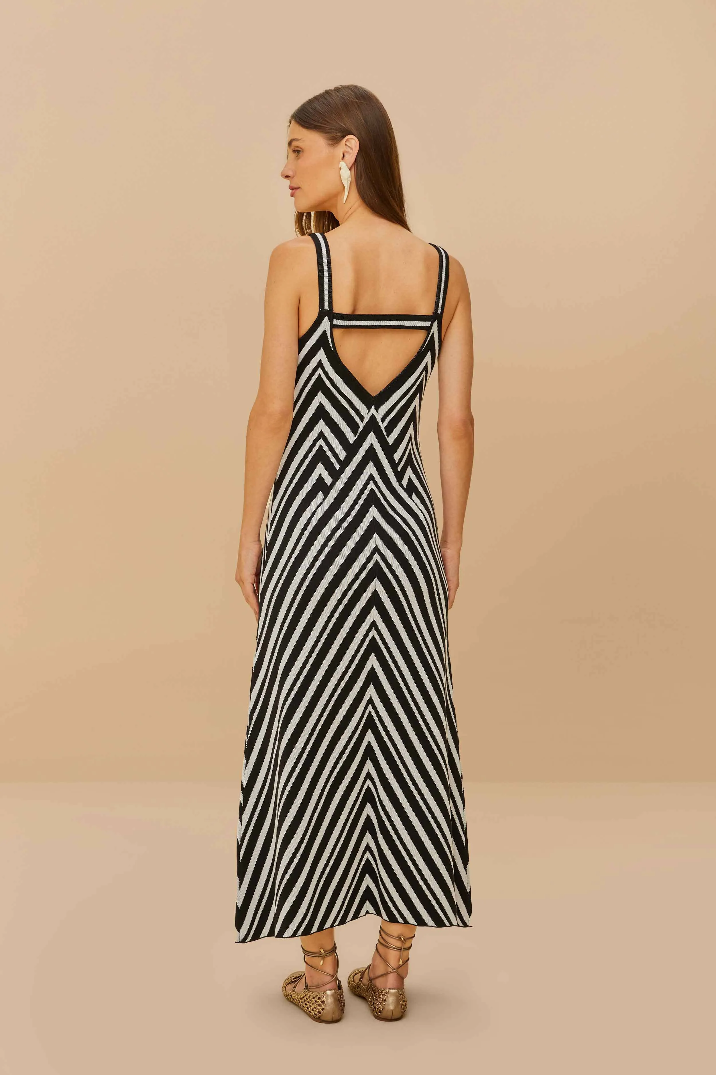 Black And White Stripes Knit Midi Dress sold by FARM Rio product image thumbnail 3