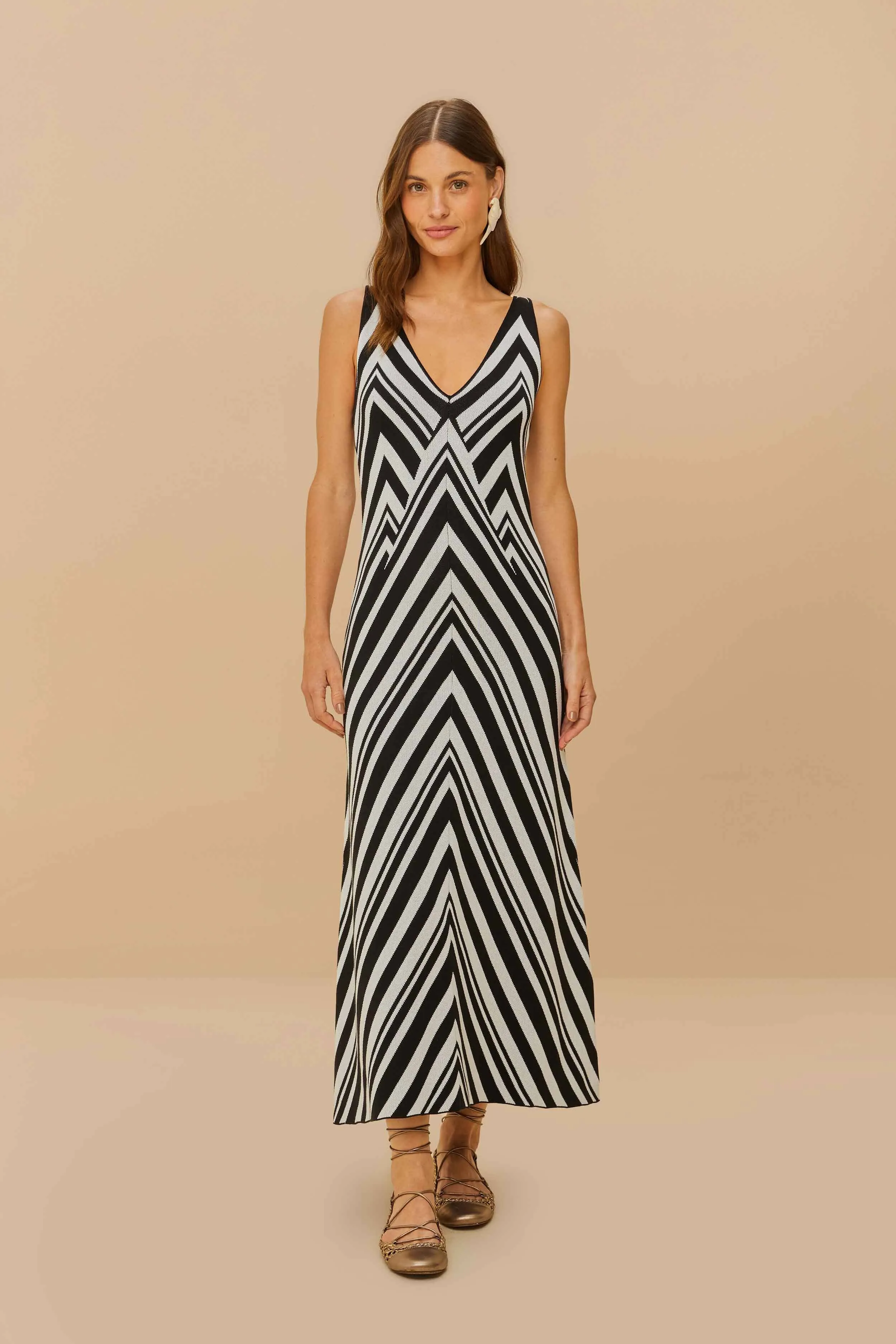 Black And White Stripes Knit Midi Dress sold by FARM Rio