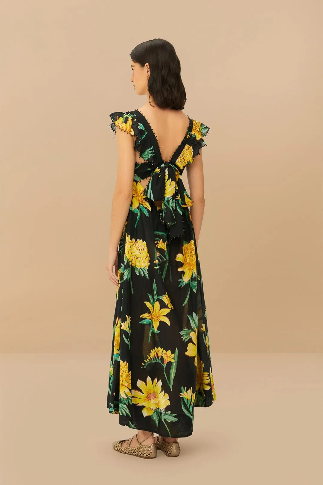Black Alice Flowers Maxi Dress sold by FARM Rio product image thumbnail 4
