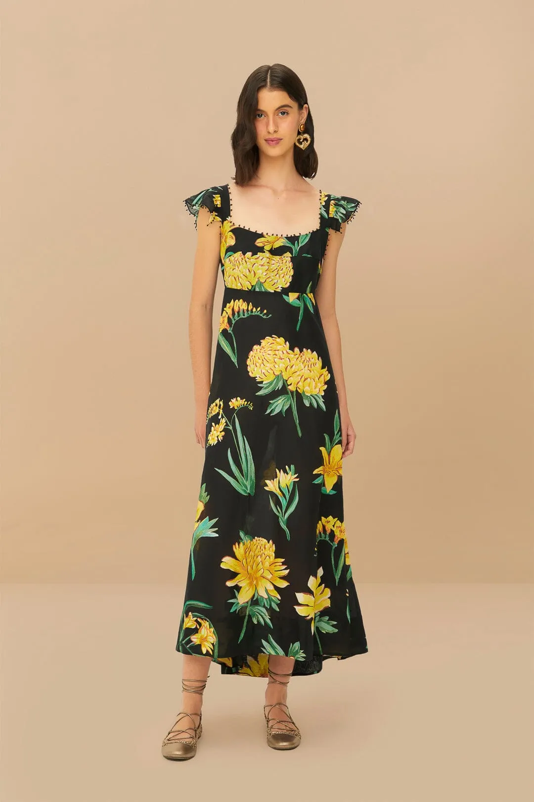Black Alice Flowers Maxi Dress sold by FARM Rio