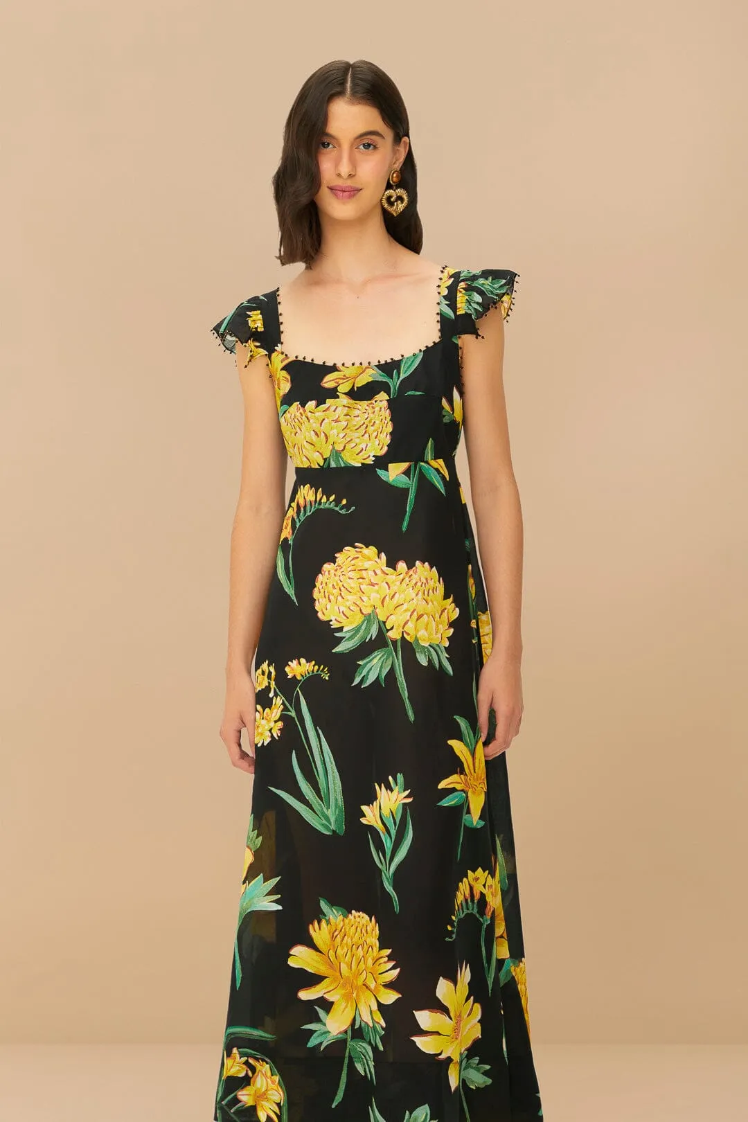 Black Alice Flowers Maxi Dress sold by FARM Rio product image thumbnail 3