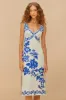 Off-White Floral Cascade Wavy Euroflax™ Premium Linen Midi Dress sold by FARM Rio