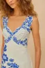 Off-White Floral Cascade Wavy Euroflax™ Premium Linen Midi Dress sold by FARM Rio