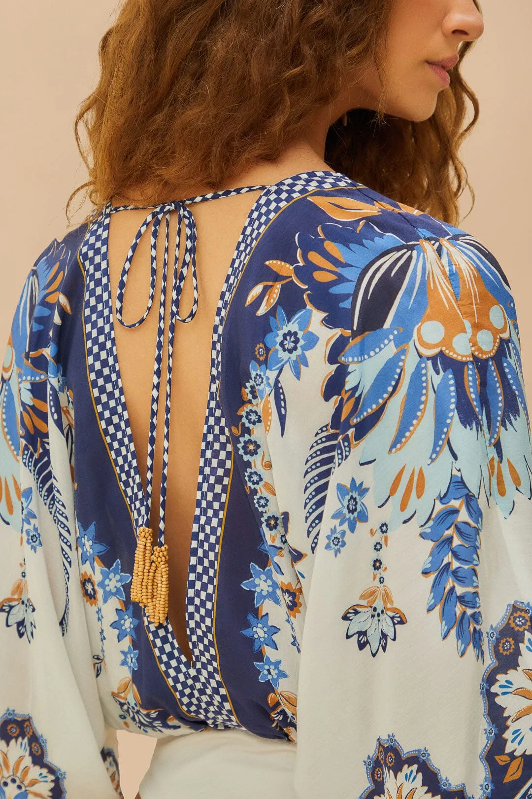 Off-White Ana Tapestry Kimono Bodysuit sold by FARM Rio product image thumbnail 5