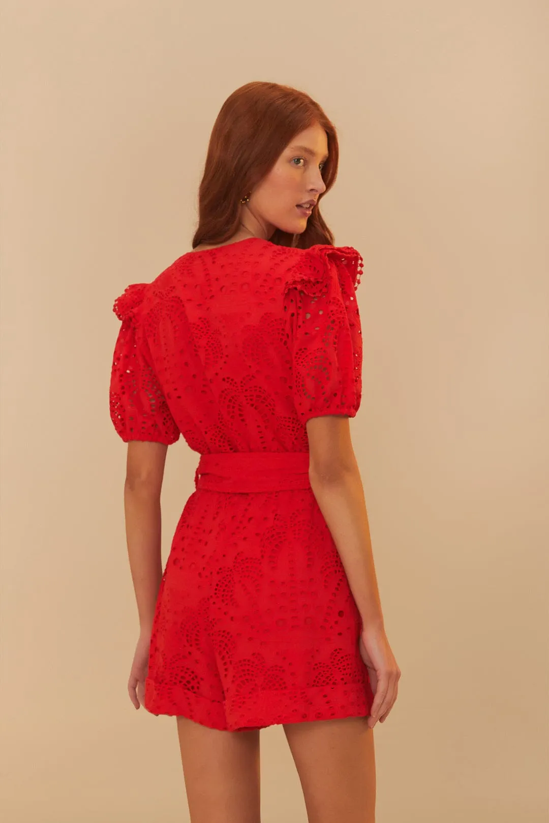 Red Eyelet Beaded Belt Romper sold by FARM Rio product image thumbnail 4
