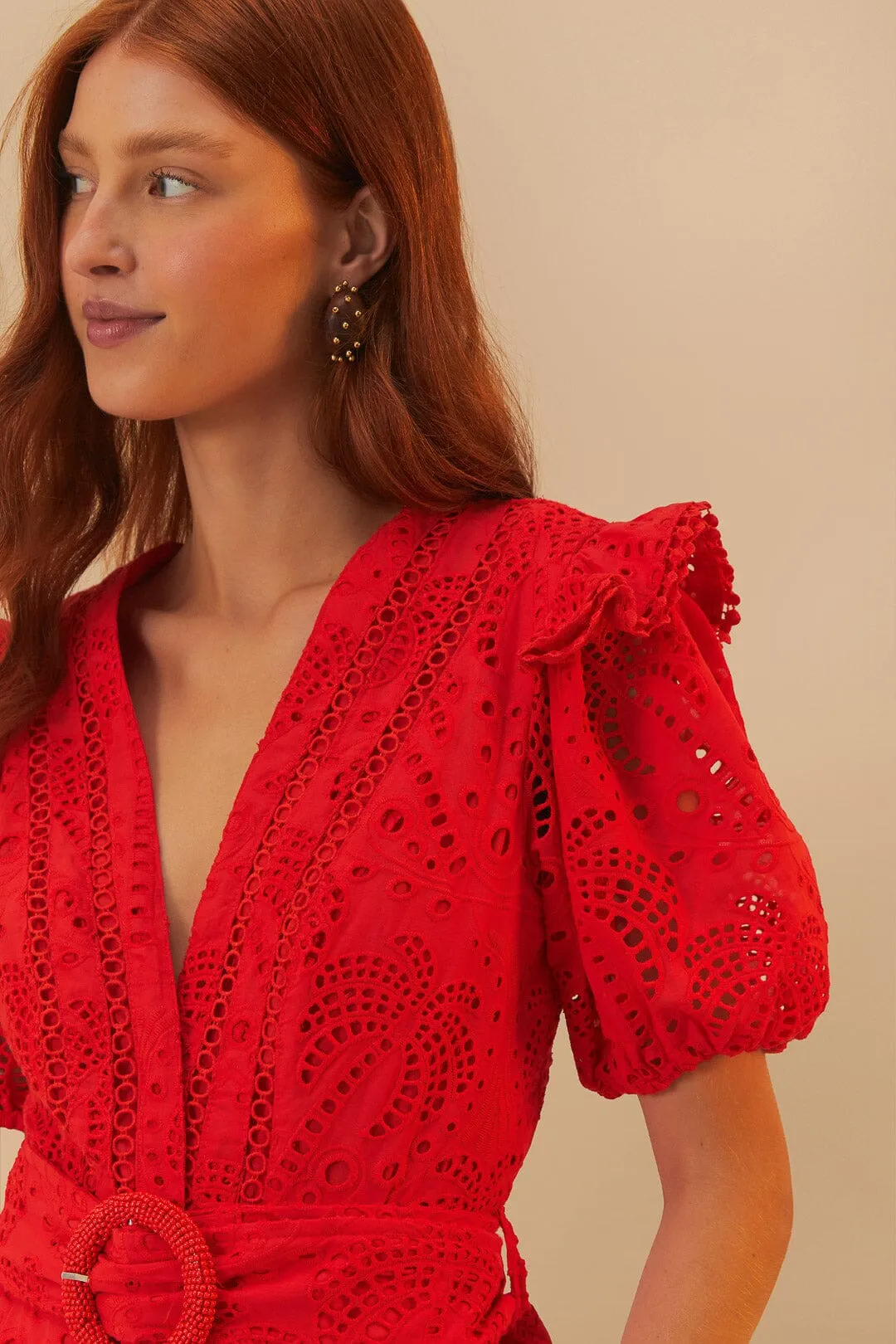 Red Eyelet Beaded Belt Romper sold by FARM Rio product image thumbnail 2
