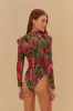 Red Dream Garden Long Sleeve Bodysuit sold by FARM Rio