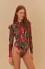 Red Dream Garden Long Sleeve Bodysuit sold by FARM Rio