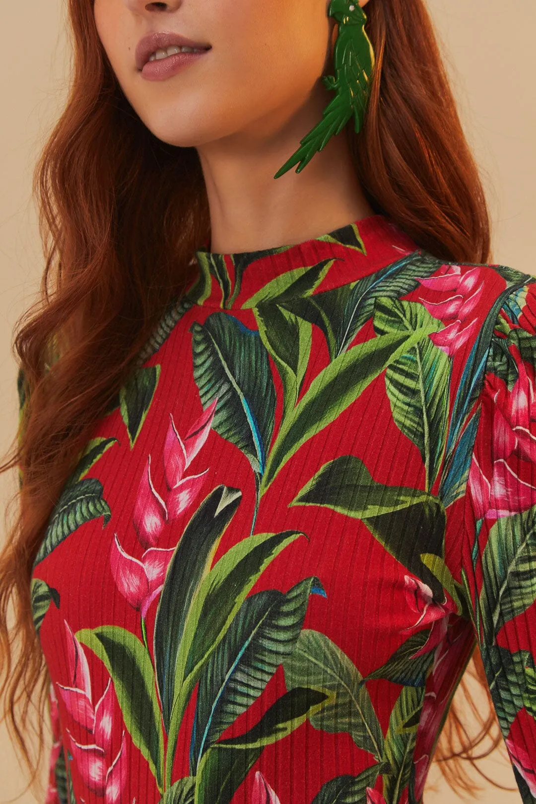 Red Dream Garden Long Sleeve Bodysuit sold by FARM Rio product image thumbnail 4