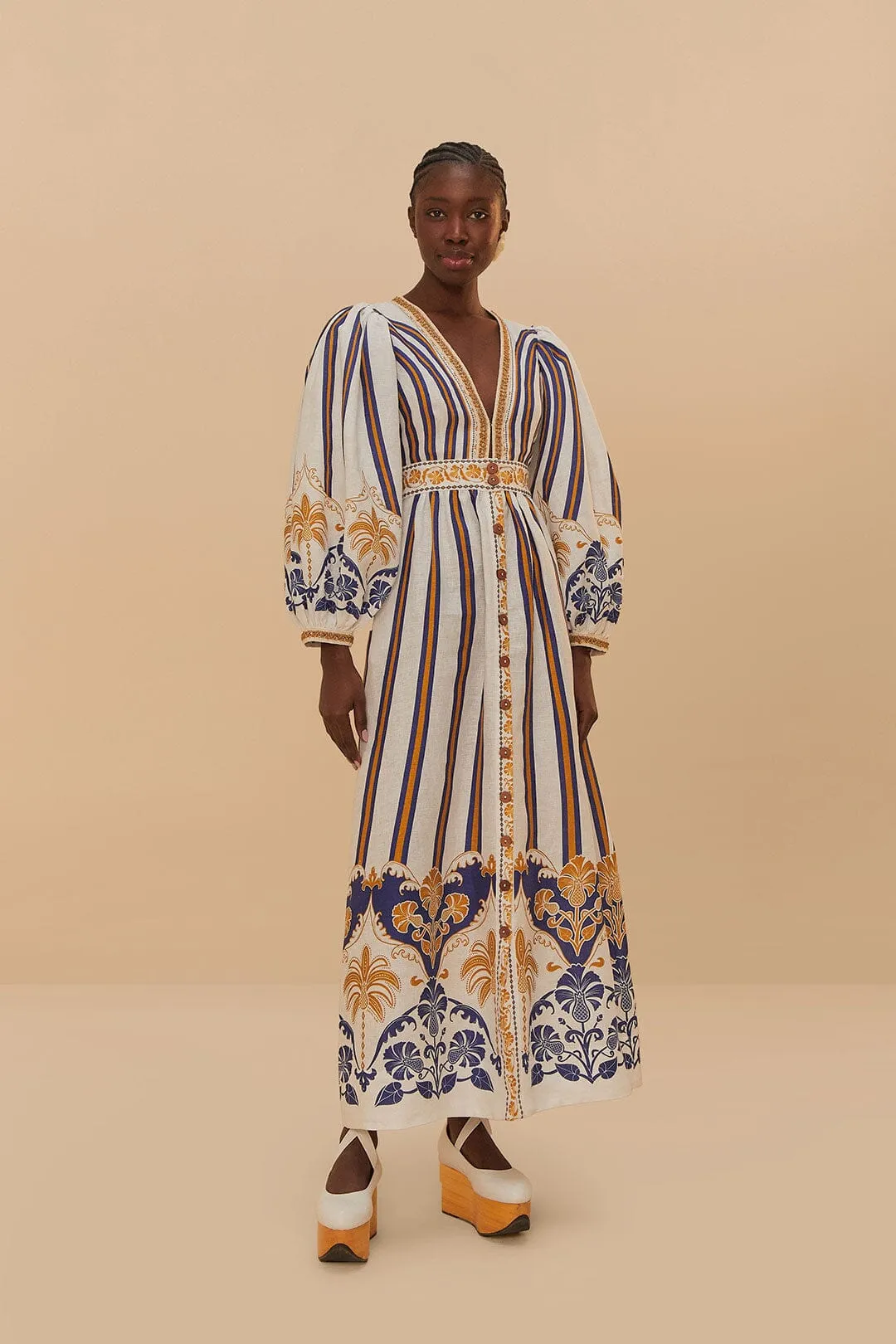 Off-White Pineapple Deco Maxi Dress sold by FARM Rio