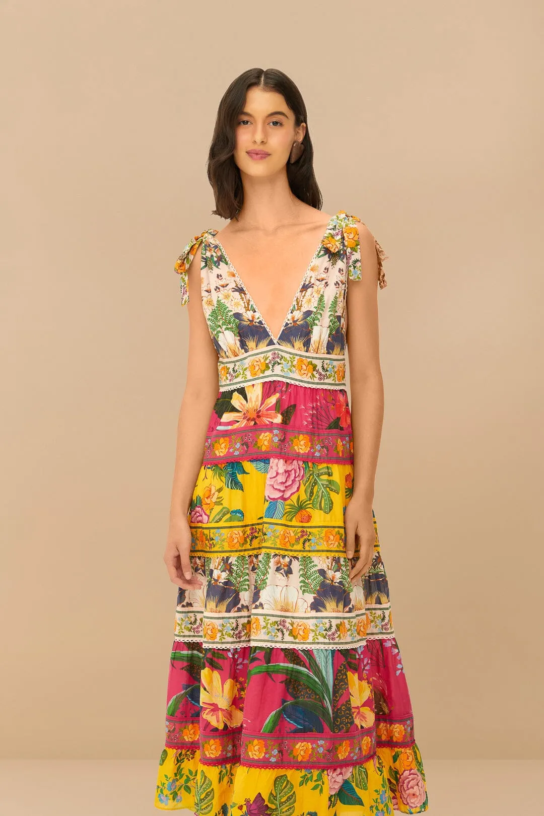 Mixed Flowers Midi Dress sold by FARM Rio product image thumbnail 3