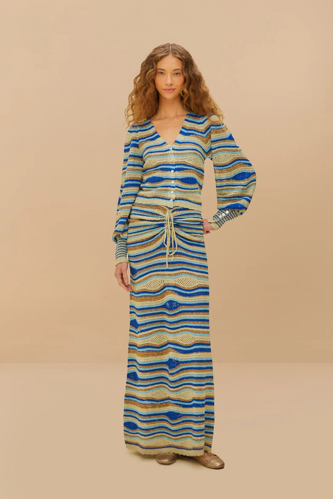 Blue Mixed Waves Knit Blouse sold by FARM Rio product image thumbnail 2