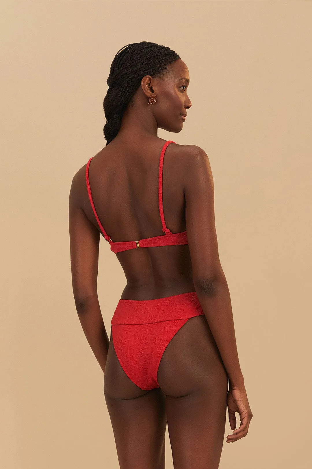 Red Matelasse Pineapple Bikini Top sold by FARM Rio product image thumbnail 4