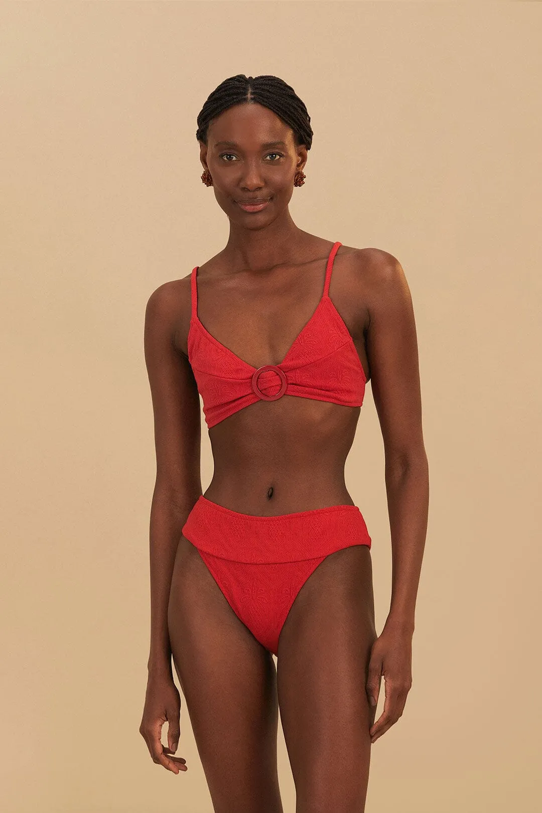 Red Matelasse Pineapple Bikini Top sold by FARM Rio product image thumbnail 2