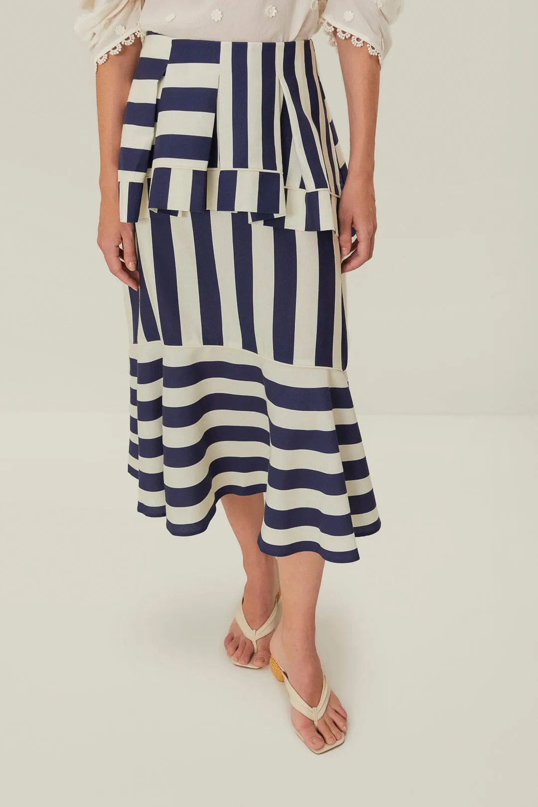 Blue Mixed Stripes Midi Skirt sold by FARM Rio product image thumbnail 3