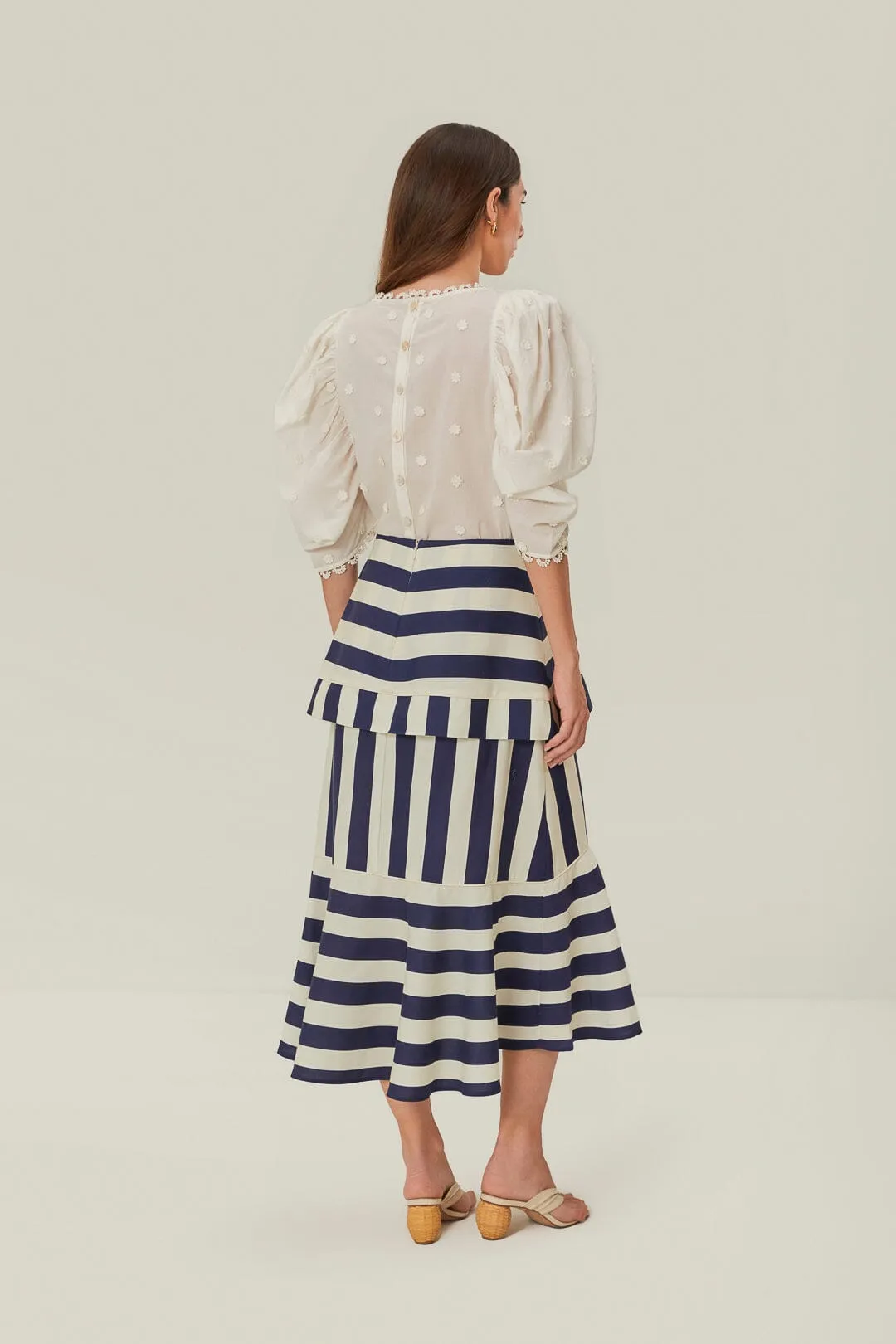 Blue Mixed Stripes Midi Skirt sold by FARM Rio product image thumbnail 4
