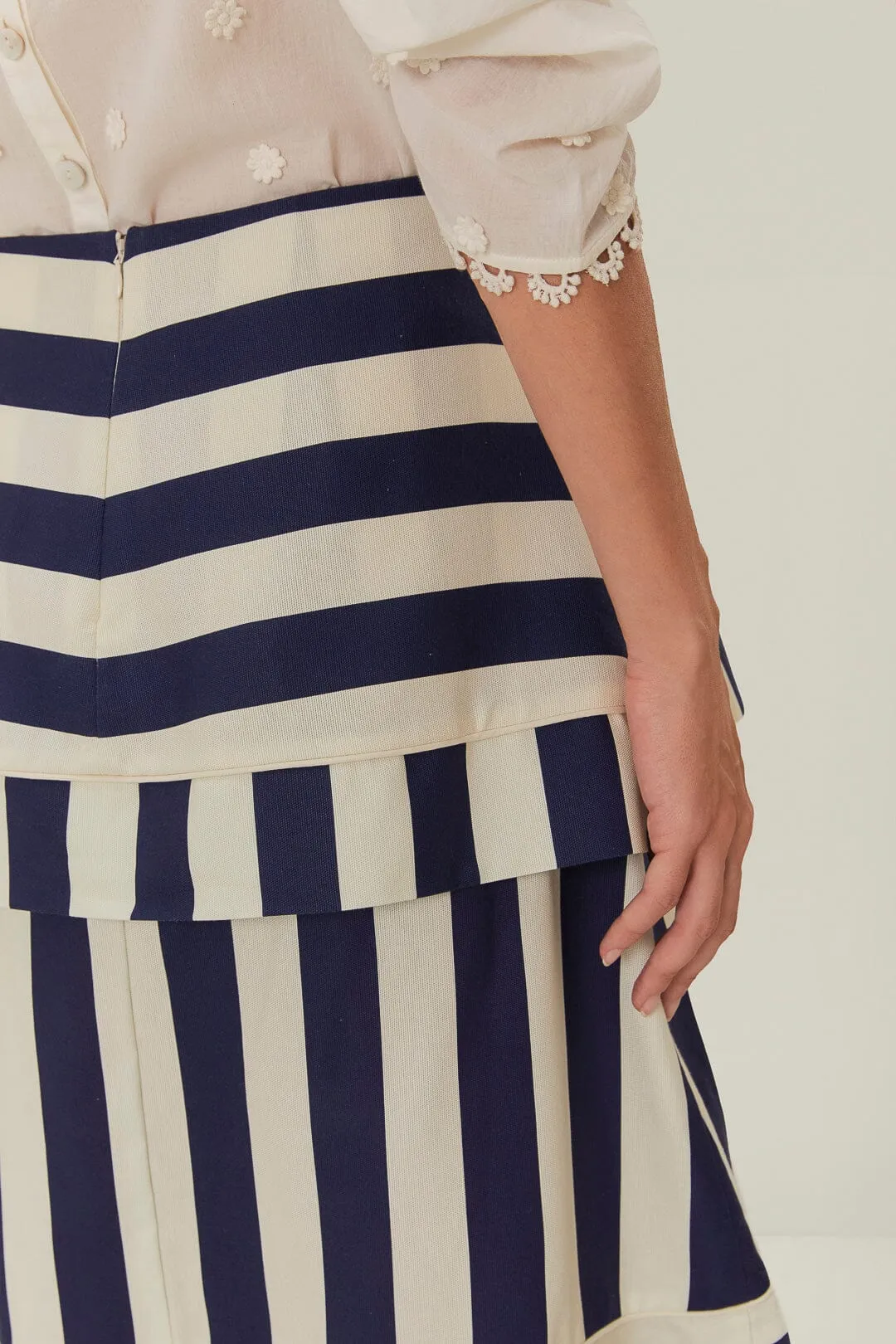 Blue Mixed Stripes Midi Skirt sold by FARM Rio product image thumbnail 5