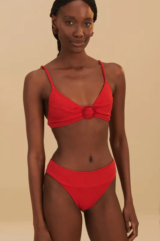 Red Pineapple Matelasse Full Bikini Bottom sold by FARM Rio