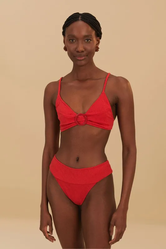 Red Matelasse Pineapple Bikini Bottom sold by FARM Rio