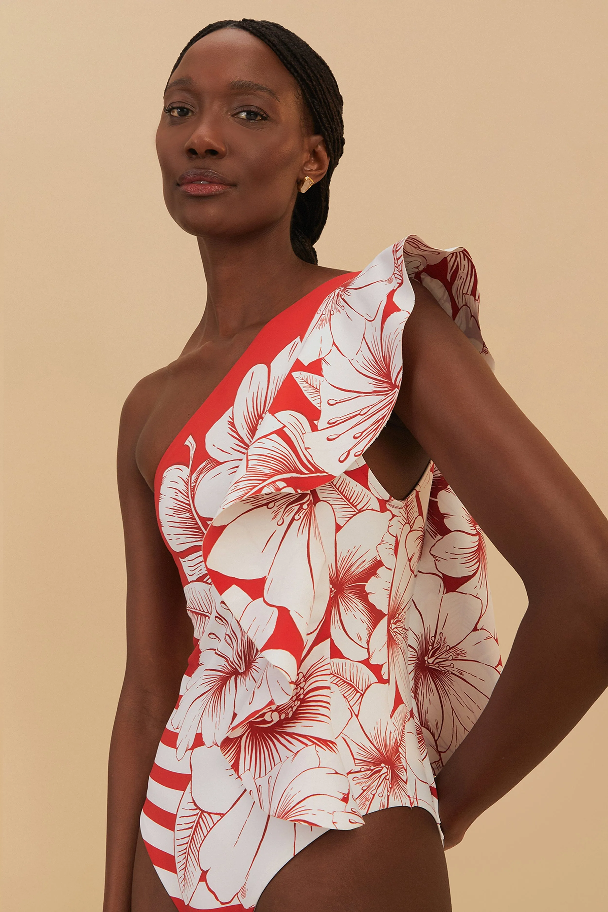 Floral Chains One Shoulder One Piece sold by FARM Rio