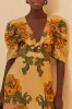 Cream Delicate Flower Arabesques Euroflax™ Premium Linen Midi Dress sold by FARM Rio
