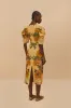 Cream Delicate Flower Arabesques Euroflax™ Premium Linen Midi Dress sold by FARM Rio