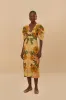 Cream Delicate Flower Arabesques Euroflax™ Premium Linen Midi Dress sold by FARM Rio