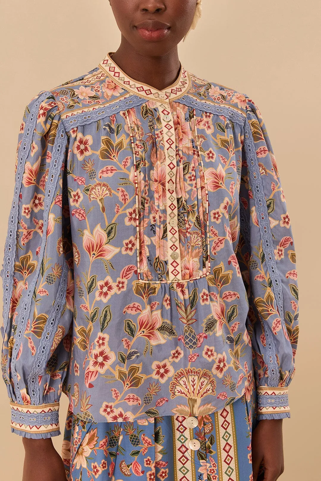 Blue Superbloom Tapestry Blouse sold by FARM Rio product image thumbnail 3