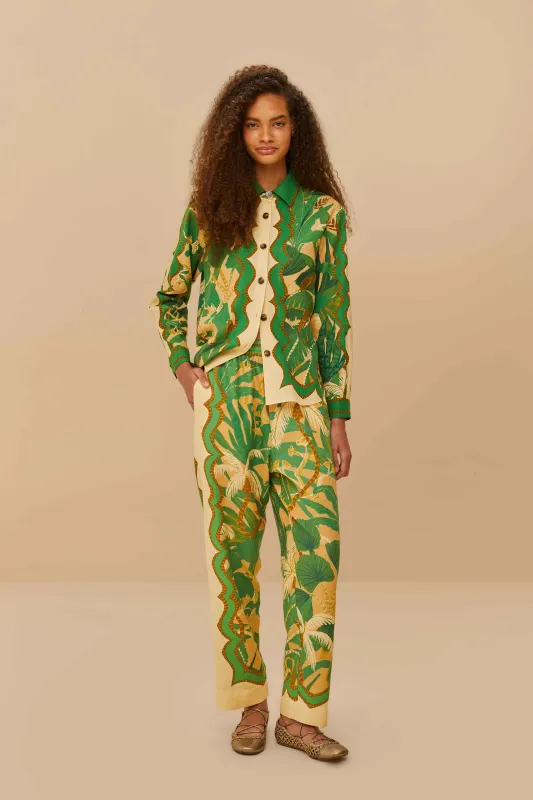 Beige Tropical Isla LENZING™ ECOVERO™ Euroflax™ Pants sold by FARM Rio