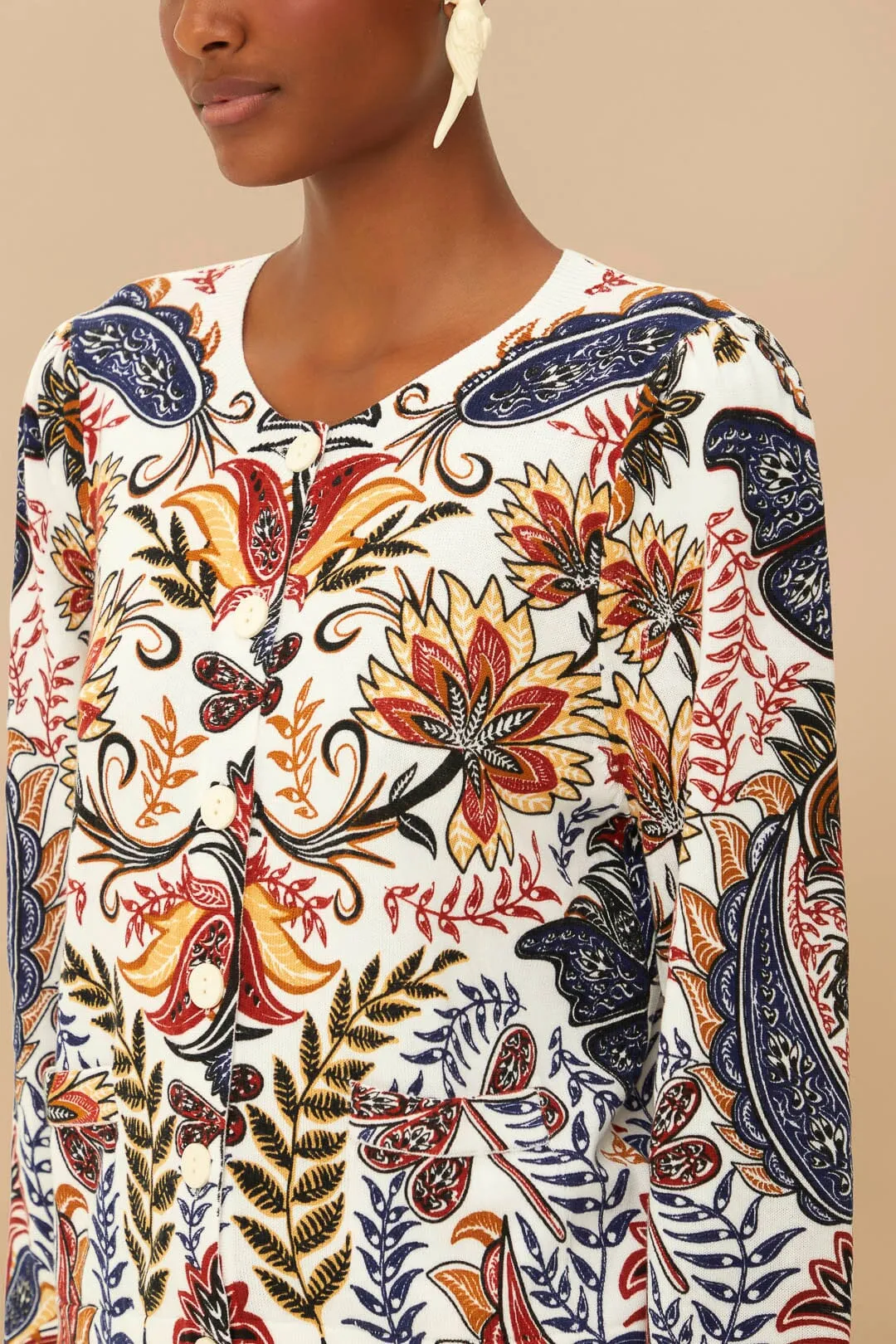 Off-White Boho Glam Knit Cardigan sold by FARM Rio product image thumbnail 2