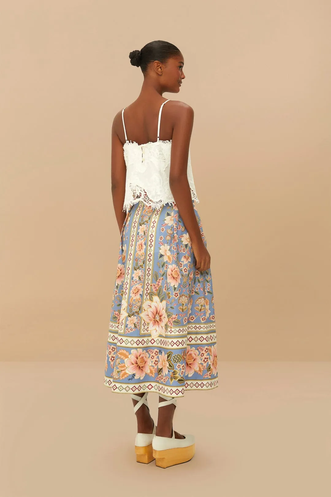 Blue Superbloom Tapestry Buttoned Maxi Skirt sold by FARM Rio product image thumbnail 5