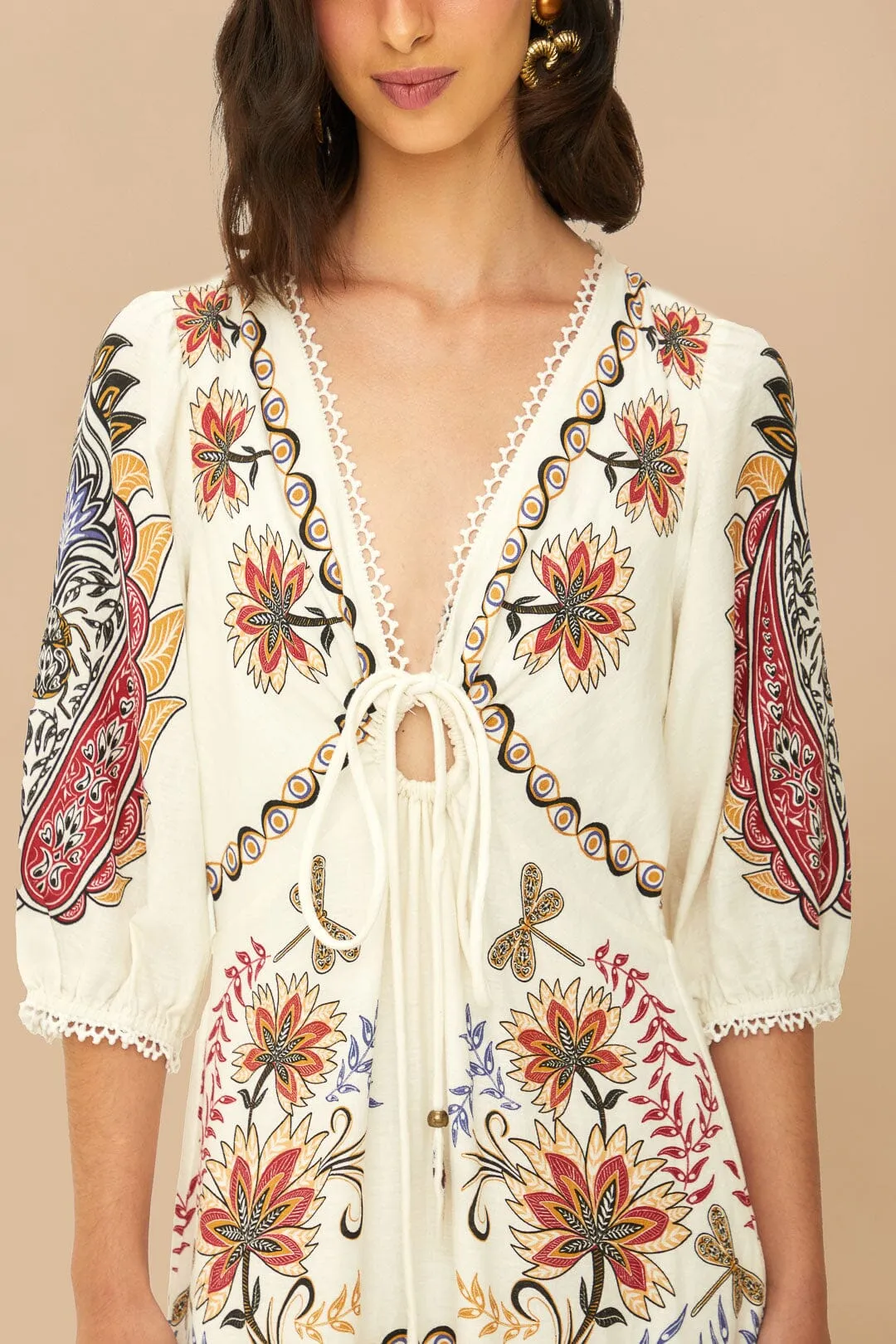 Off-White Boho Glam LENZING™ ECOVERO™ Euroflax™ Maxi Dress sold by FARM Rio product image thumbnail 2