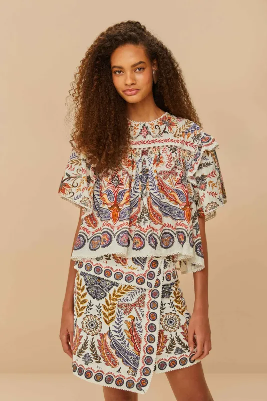Off-White Boho Glam Mini Skirt sold by FARM Rio