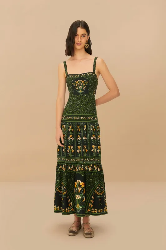 Black Flowers Arch LENZING™ ECOVERO™ Euroflax™ Maxi Dress sold by FARM Rio